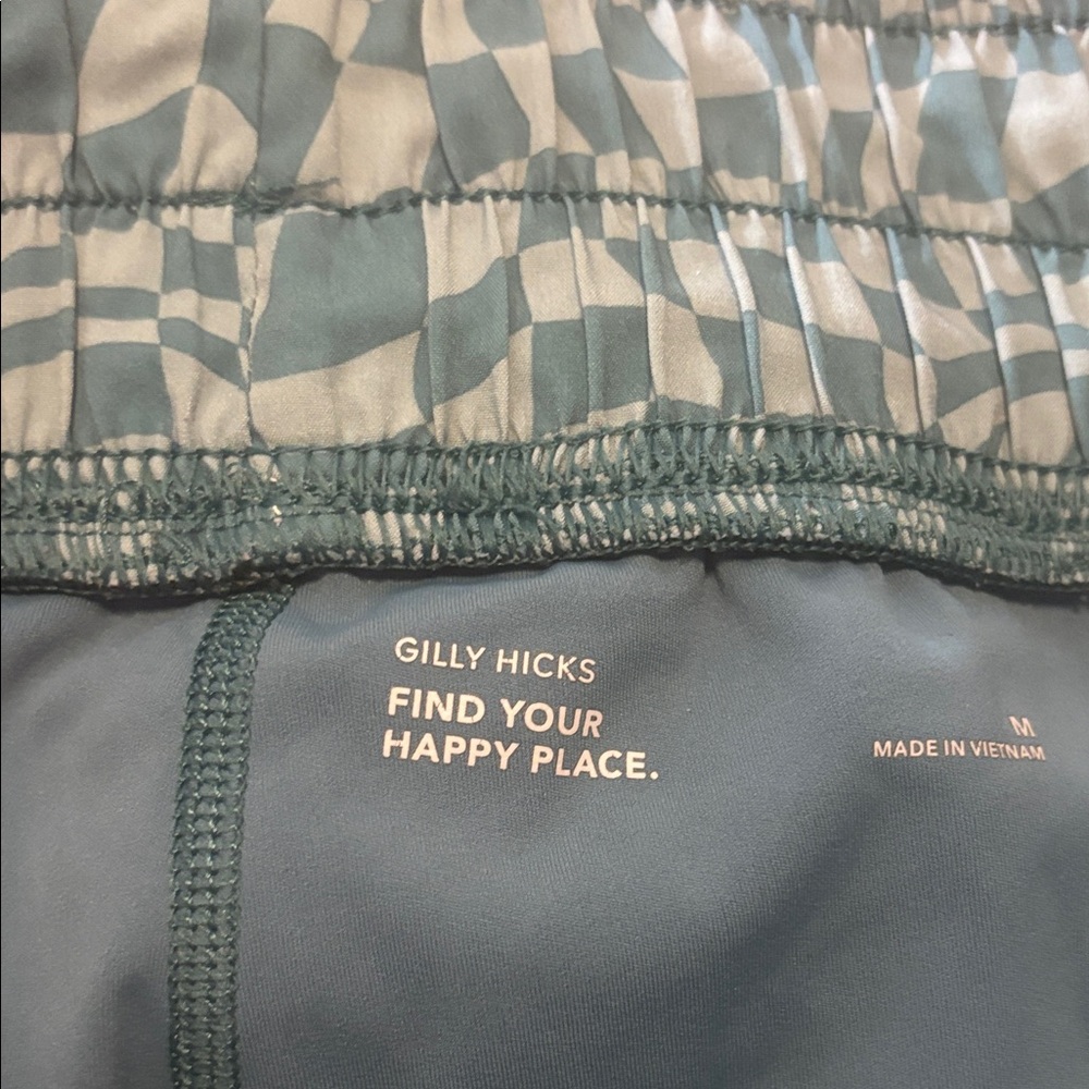 Gilly Hicks Teal Checkered Athletic Shorts Size M Built In Liner Activewear - Picture 2 of 3